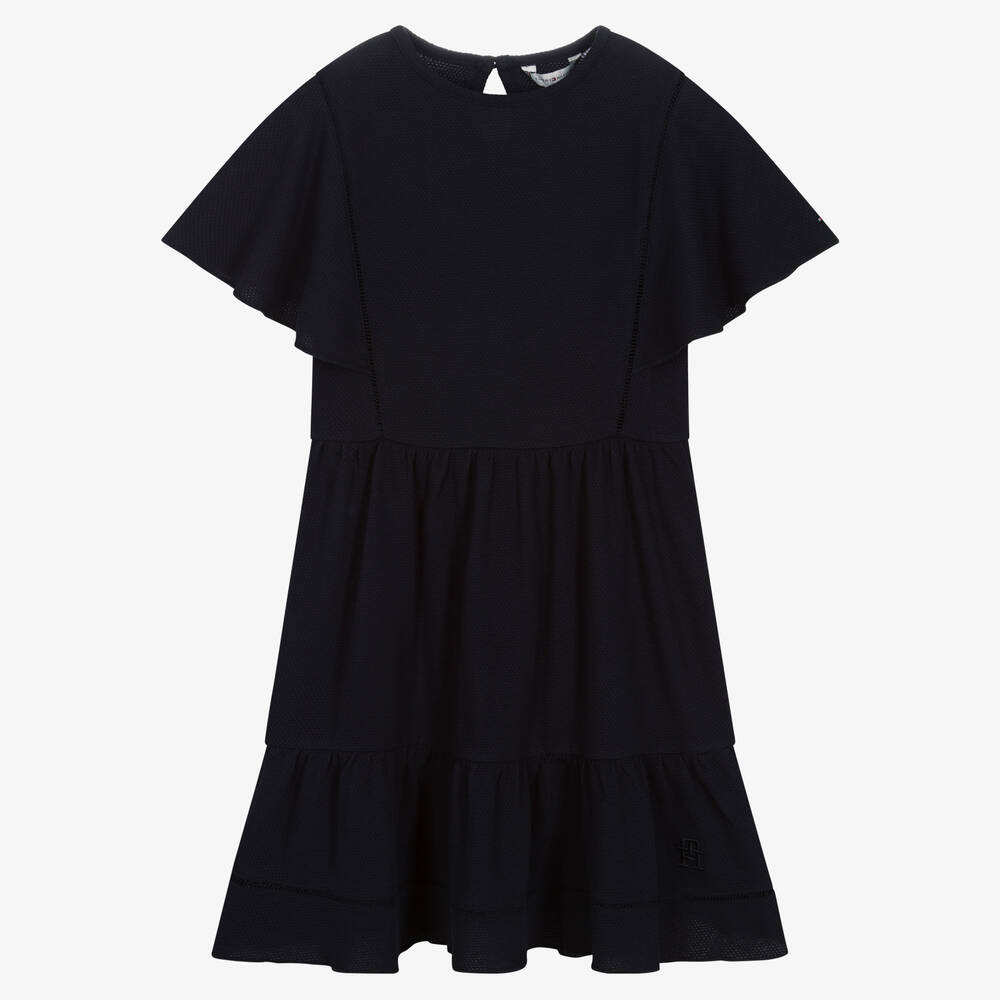 Tommy Hilfiger-Teen Girls Navy Blue Cotton Logo Dress | Childrensalon Outlet