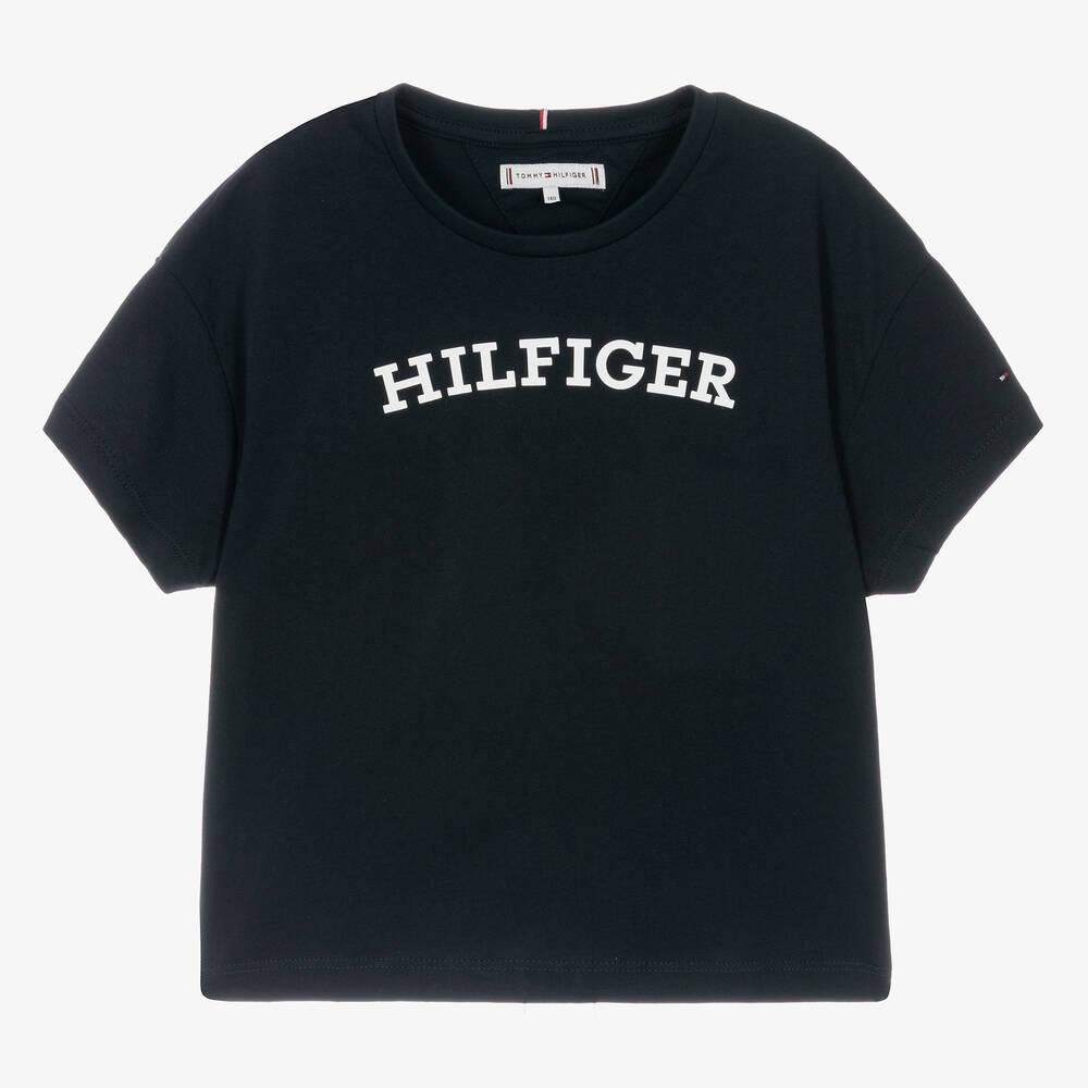 Tommy Hilfiger - T-shirt bleu marine en coton ado fille | Childrensalon