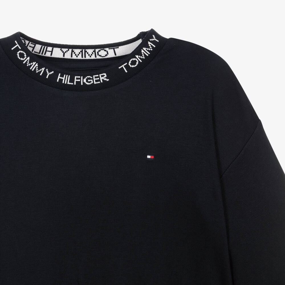Tommy Hilfiger-فستان تينز بناتي جيرسي لون كحلي | Childrensalon Outlet
