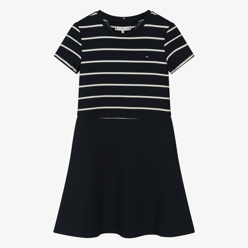 Tommy Hilfiger-Teen Girls Navy Blue Jersey Skater Dress | Childrensalon Outlet