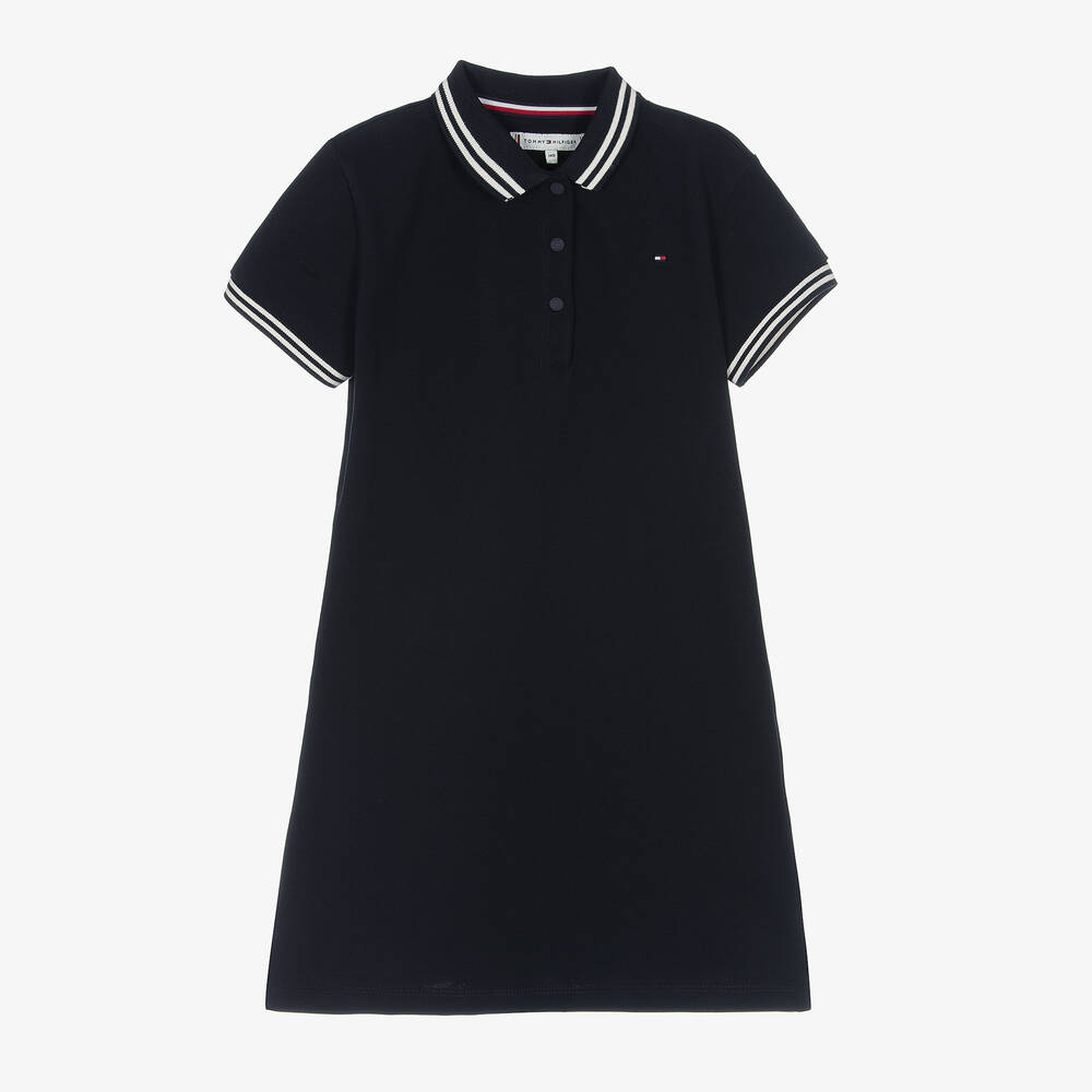 Tommy Hilfiger - Robe polo bleu marine ado fille | Childrensalon