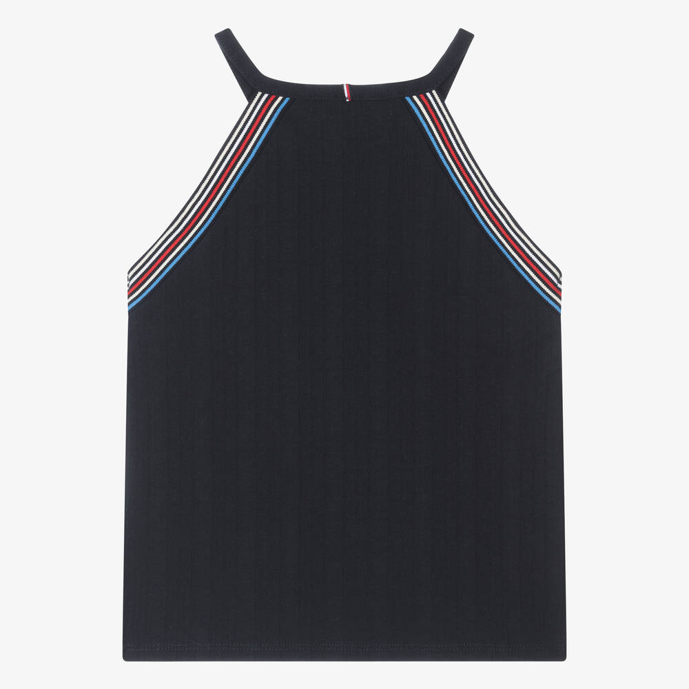 Tommy Hilfiger-Teen Girls Navy Blue Ribbed Cotton Top | Childrensalon Outlet