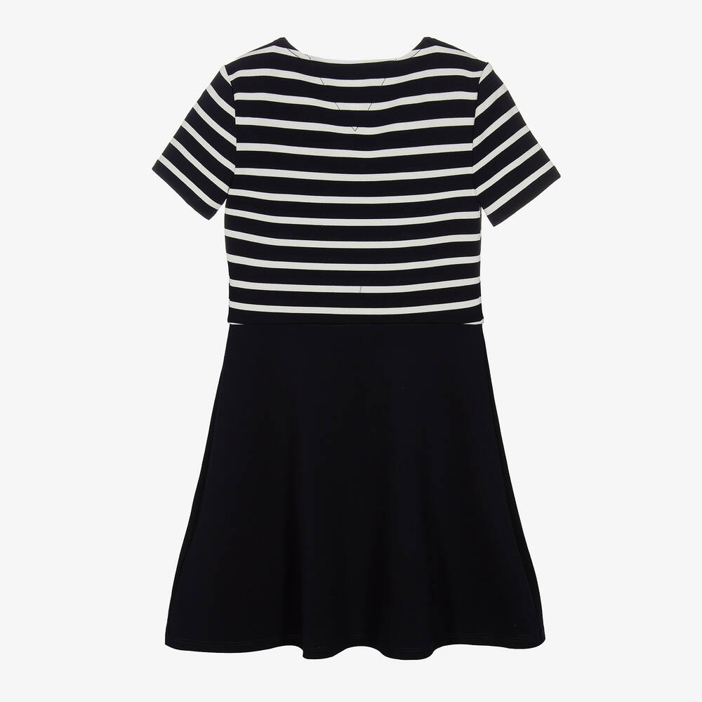 Tommy Hilfiger-فستان تينز بناتي قطن جيرسي مقلم لون كحلي وعاجي | Childrensalon Outlet