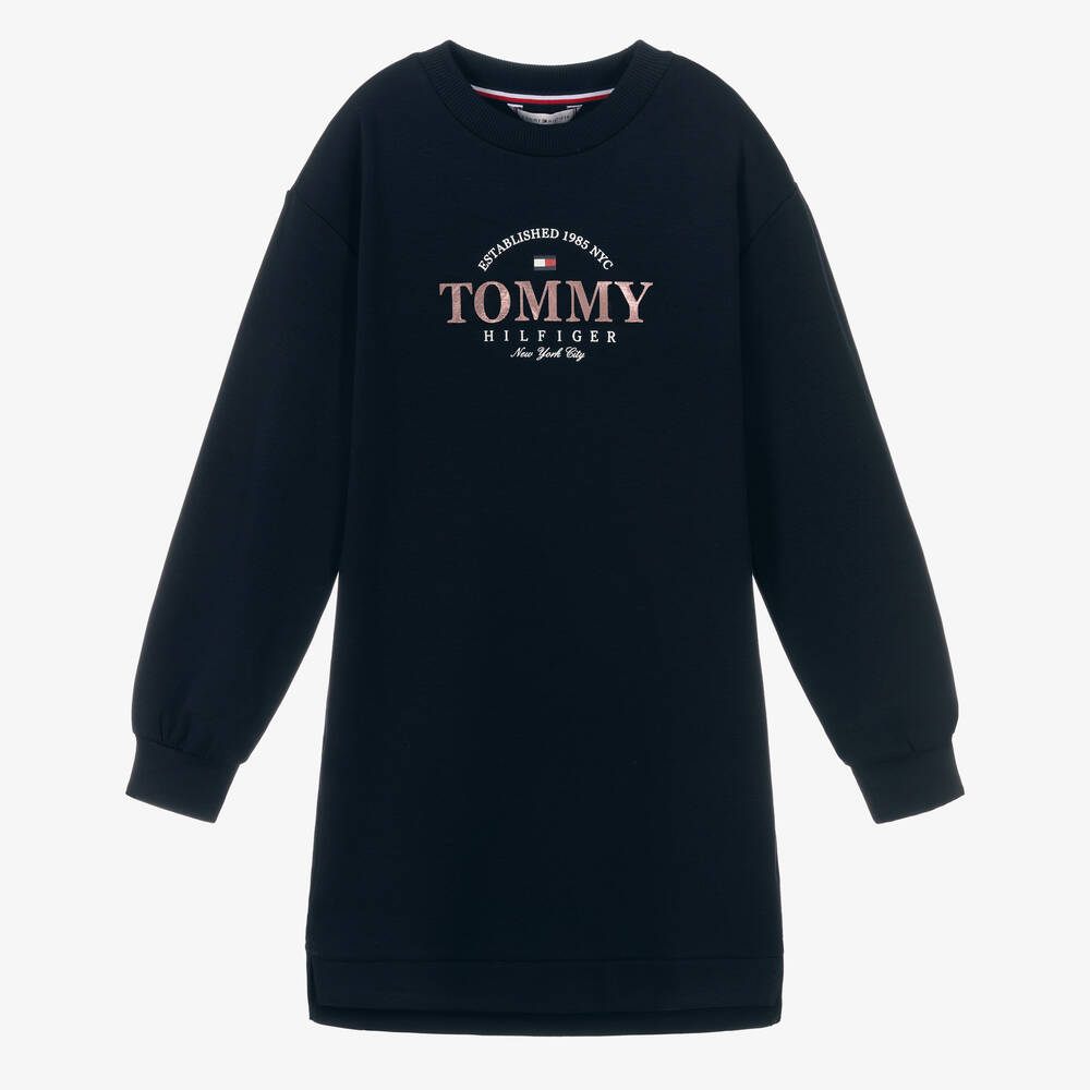 Tommy Hilfiger - فستان سويتشيرت فيسكوز جيرسي لون كحلي | Childrensalon