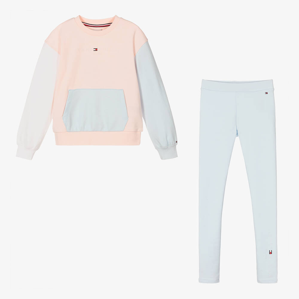 Tommy Hilfiger - Teen Girls Pale Pink & Blue Leggings Set | Childrensalon