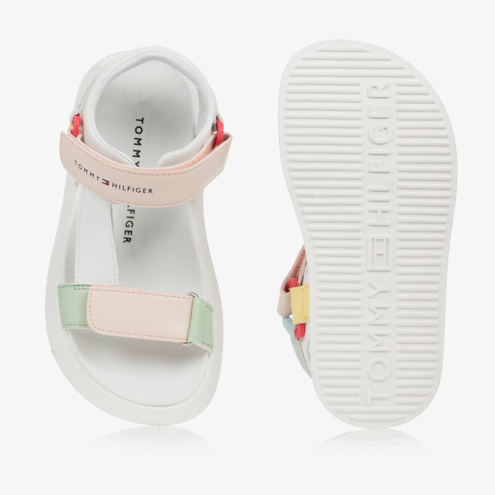 Tommy Hilfiger-صندل تينز بناتي جلد صناعي لون أبيض | Childrensalon Outlet