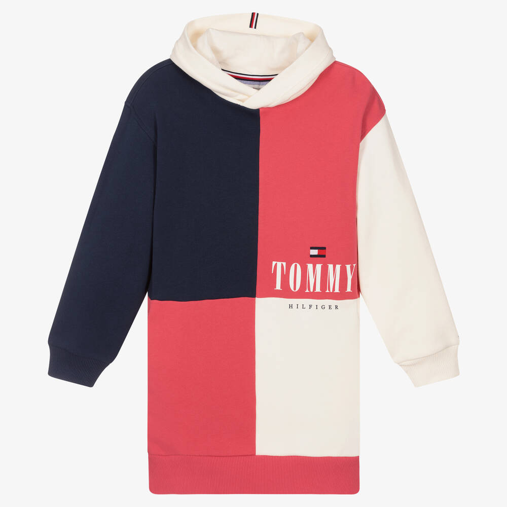 Tommy Hilfiger - فستان هودي قطن عضوي بألوان بلوك | Childrensalon