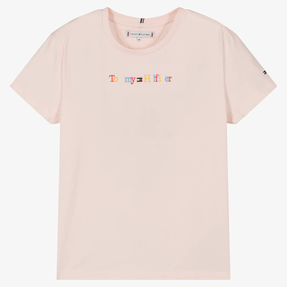 Tommy Hilfiger - Teen Girls Pink Cotton Logo T-Shirt | Childrensalon