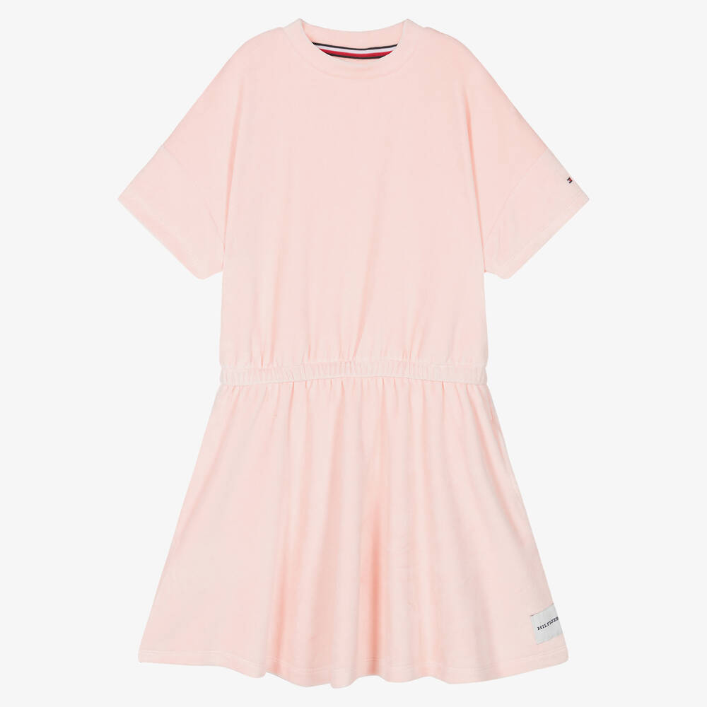 Tommy Hilfiger - Teen Girls Pink Cotton Velour Dress | Childrensalon