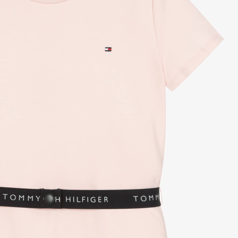 Tommy Hilfiger-فستان تينز بناتي مودال جيرسي لون زهري مع حزام | Childrensalon Outlet