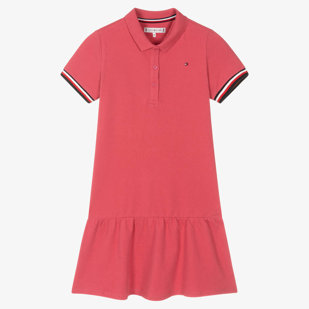 Tommy Hilfiger - Розовое платье-рубашка поло | Childrensalon