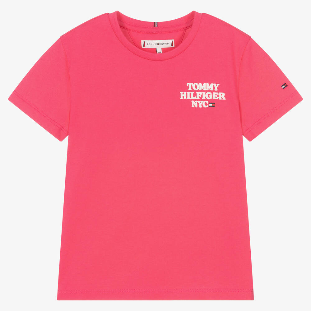 Tommy Hilfiger-Teen Girls Pink Logo T-Shirt | Childrensalon Outlet
