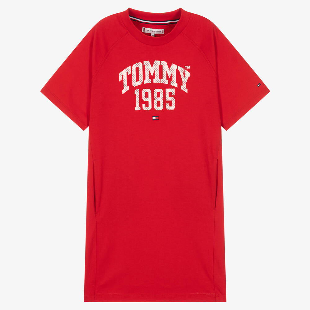 Tommy Hilfiger - Rotes Teen Baumwoll-Jerseykleid | Childrensalon