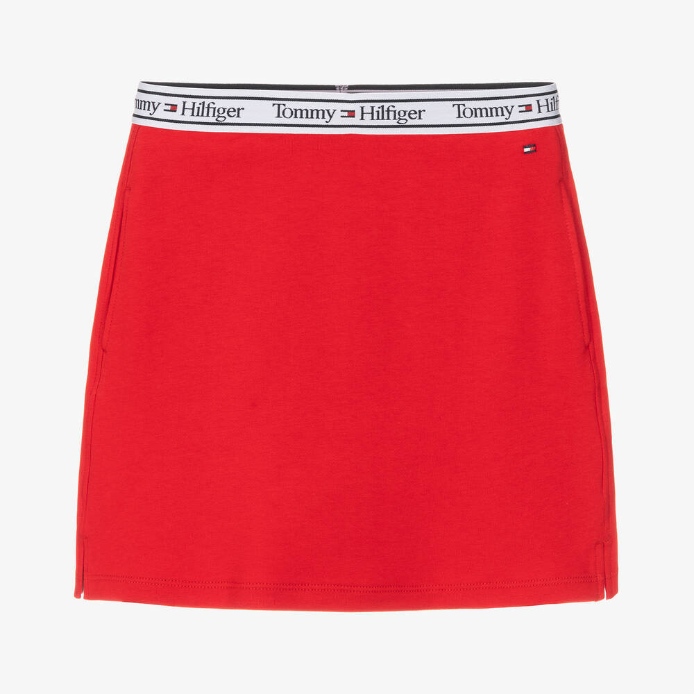 Tommy Hilfiger - Teen Girls Red Cotton Logo Skirt | Childrensalon
