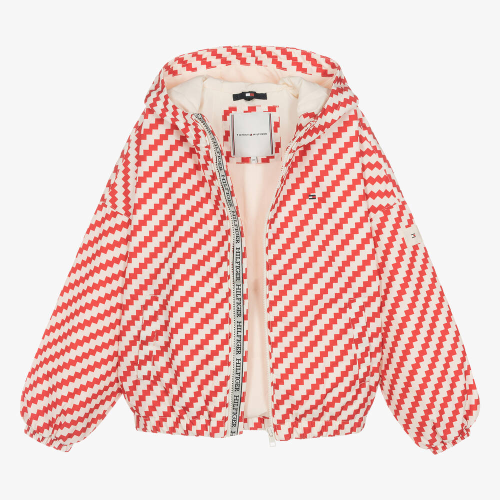 Tommy Hilfiger-Teen Girls Red & Ivory Windbreaker Jacket | Childrensalon Outlet