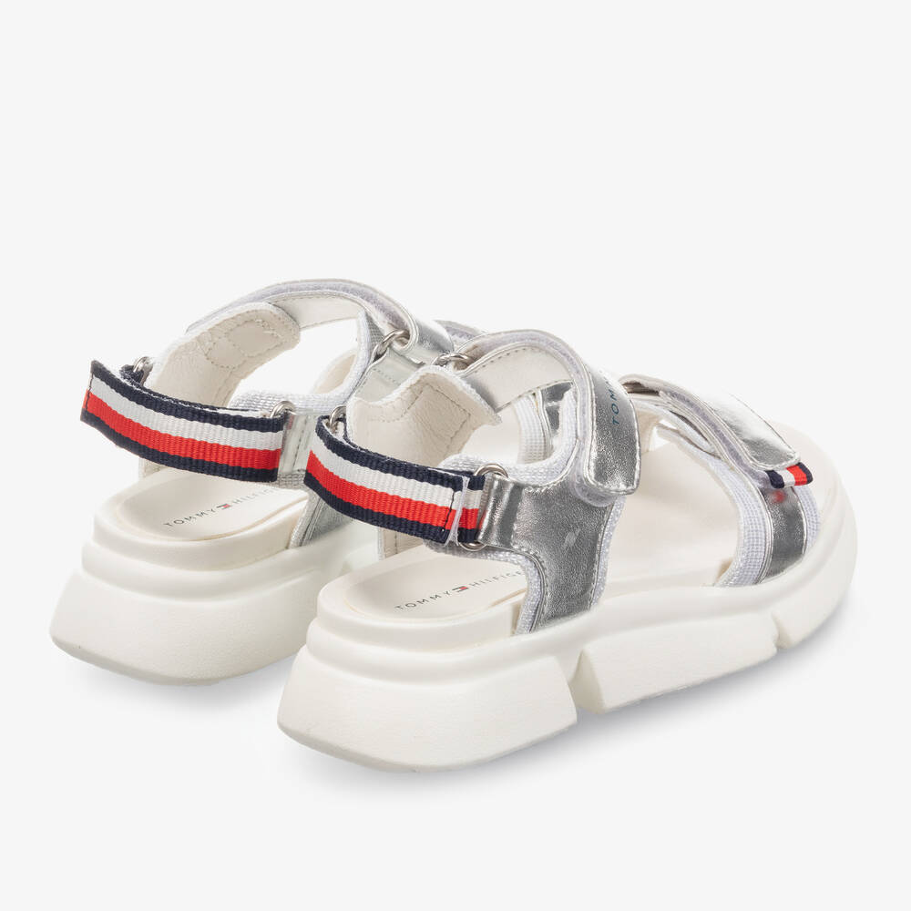Tommy hilfiger silver sandals hot sale