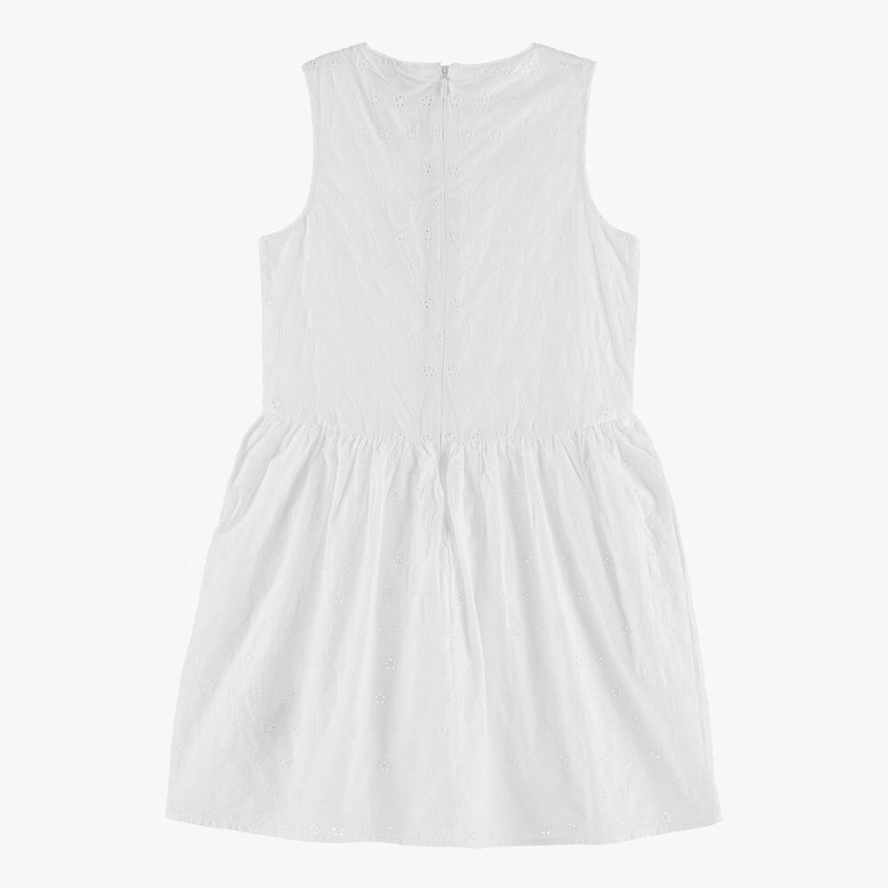 Tommy Hilfiger-Teen Girls White Broderie Anglaise Dress | Childrensalon Outlet