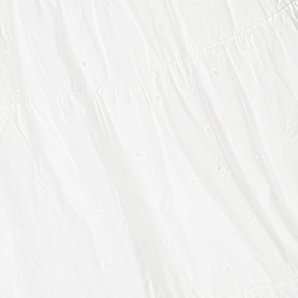 Tommy Hilfiger-تنورة تينز بناتي قطن برودوري لون أبيض | Childrensalon Outlet