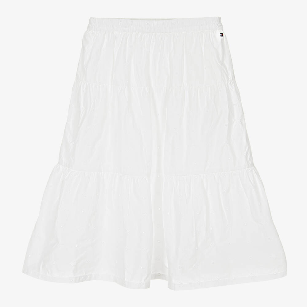 Tommy Hilfiger - Teen Girls White Broderie Anglaise Skirt | Childrensalon