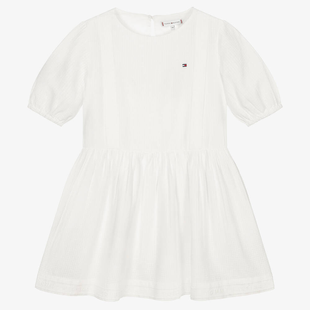Tommy Hilfiger - Teen Girls White Cotton Dress | Childrensalon