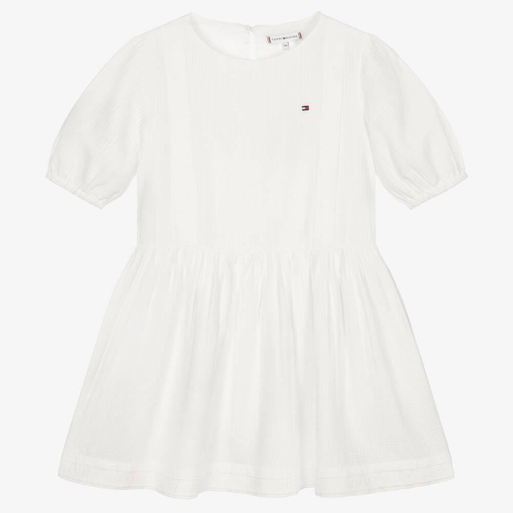 Tommy Hilfiger - Robe blanche en coton ado | Childrensalon