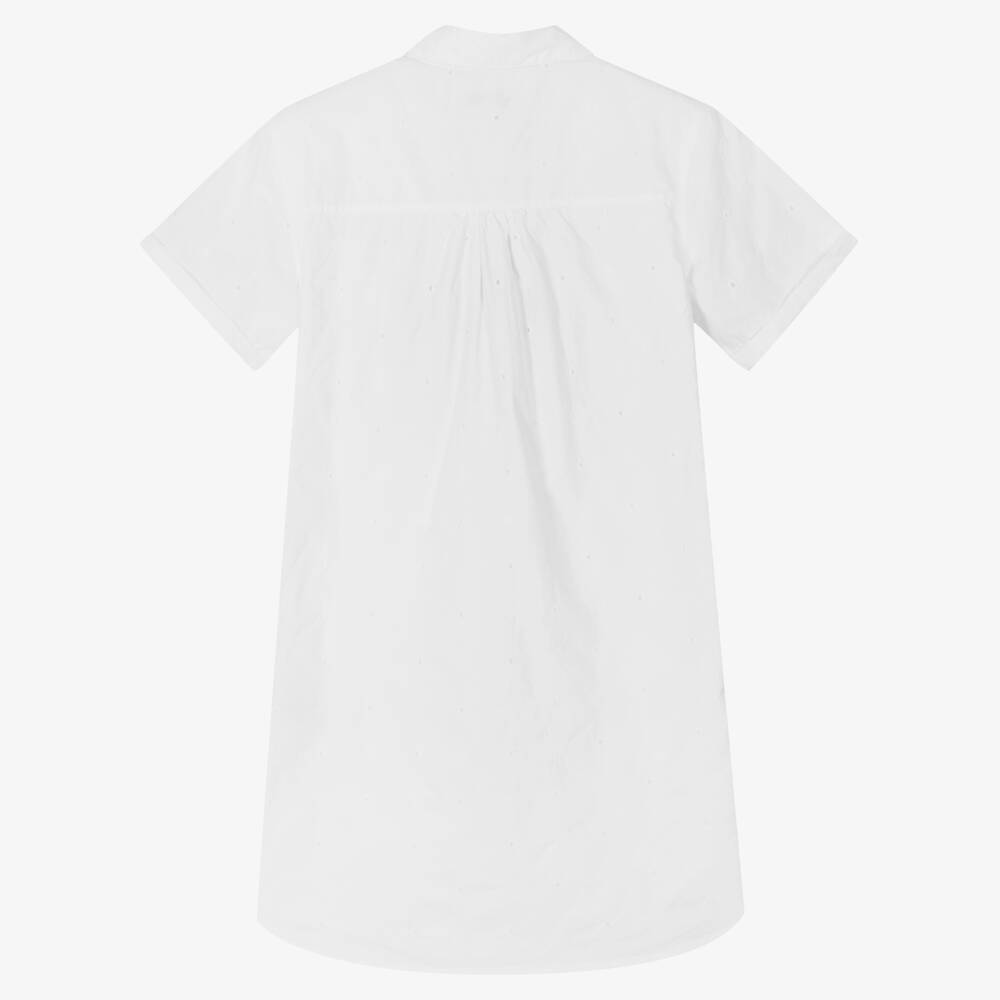 Tommy Hilfiger-فستان تينز بناتي قطن مطرز لون أبيض | Childrensalon Outlet