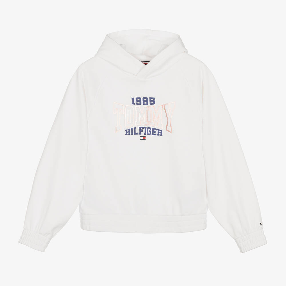 Tommy Hilfiger - Sweat à capuche blanc en coton ado fille | Childrensalon