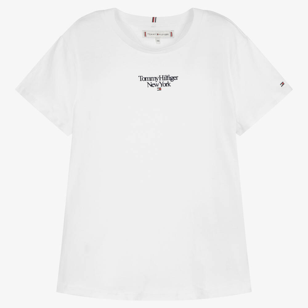 Tommy Hilfiger - Weißes Teen Baumwoll-T-Shirt (M) | Childrensalon
