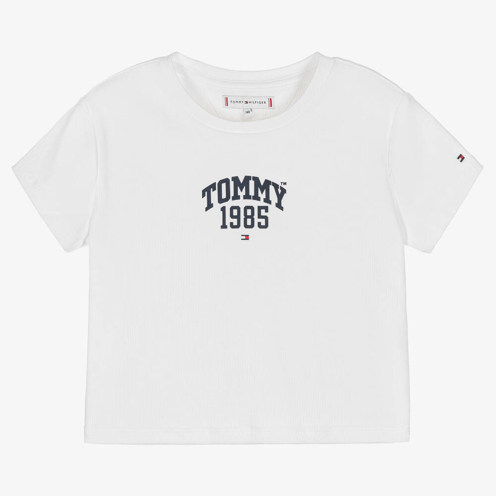 Tommy Hilfiger - T-shirt blanc en coton ado fille | Childrensalon