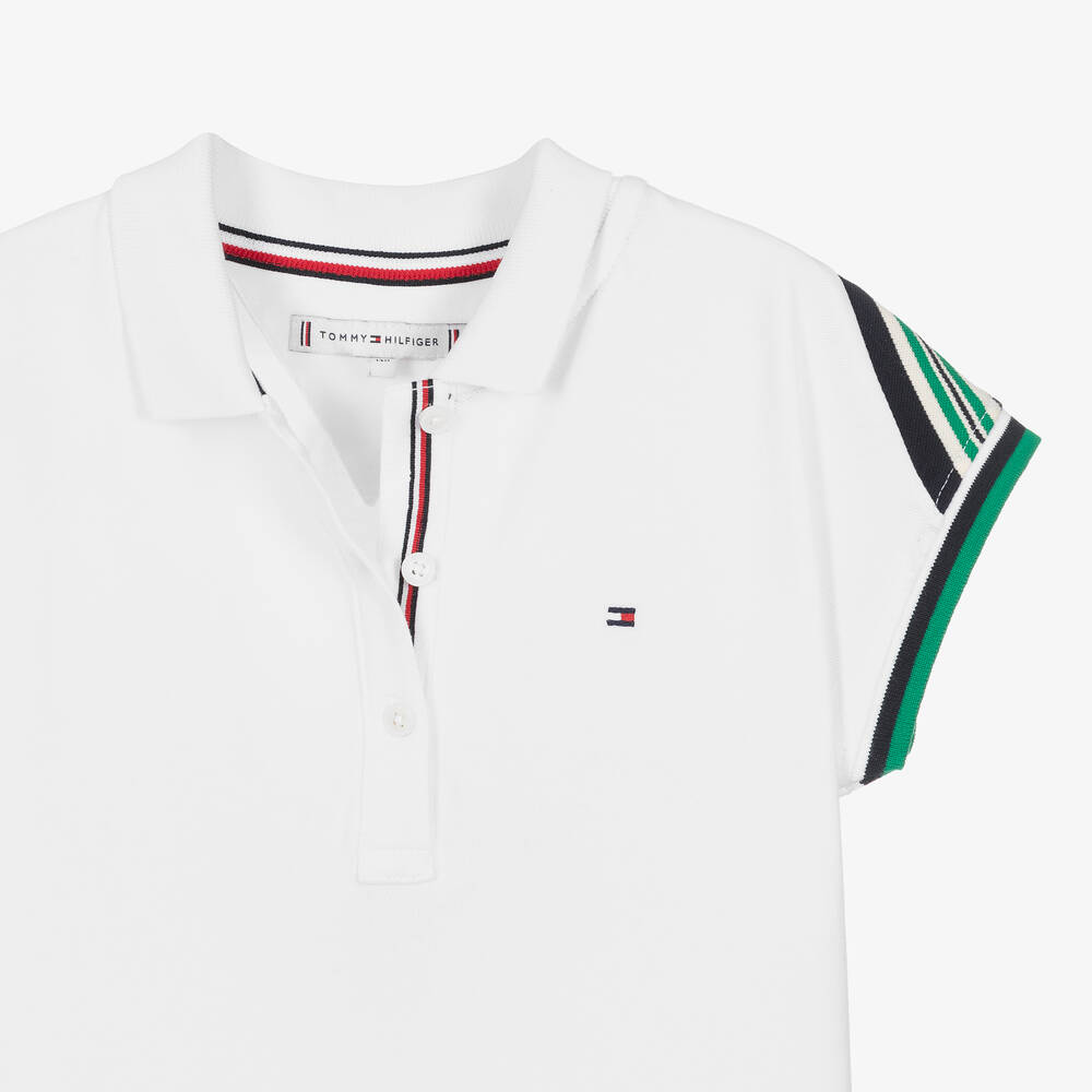 Tommy Hilfiger-Teen Girls White Cotton Piqué Polo Dress | Childrensalon Outlet