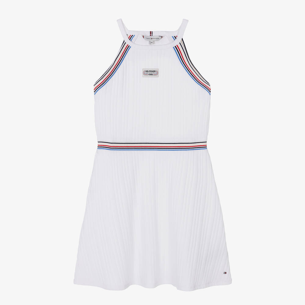 Tommy Hilfiger Teen Girls White Cotton Tennis Dress Childrensalon Outlet
