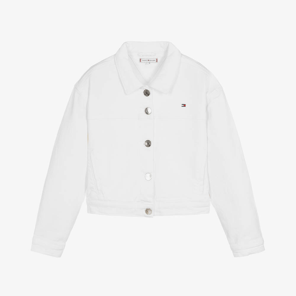Tommy Hilfiger - Teen Girls White Cropped Denim Jacket | Childrensalon