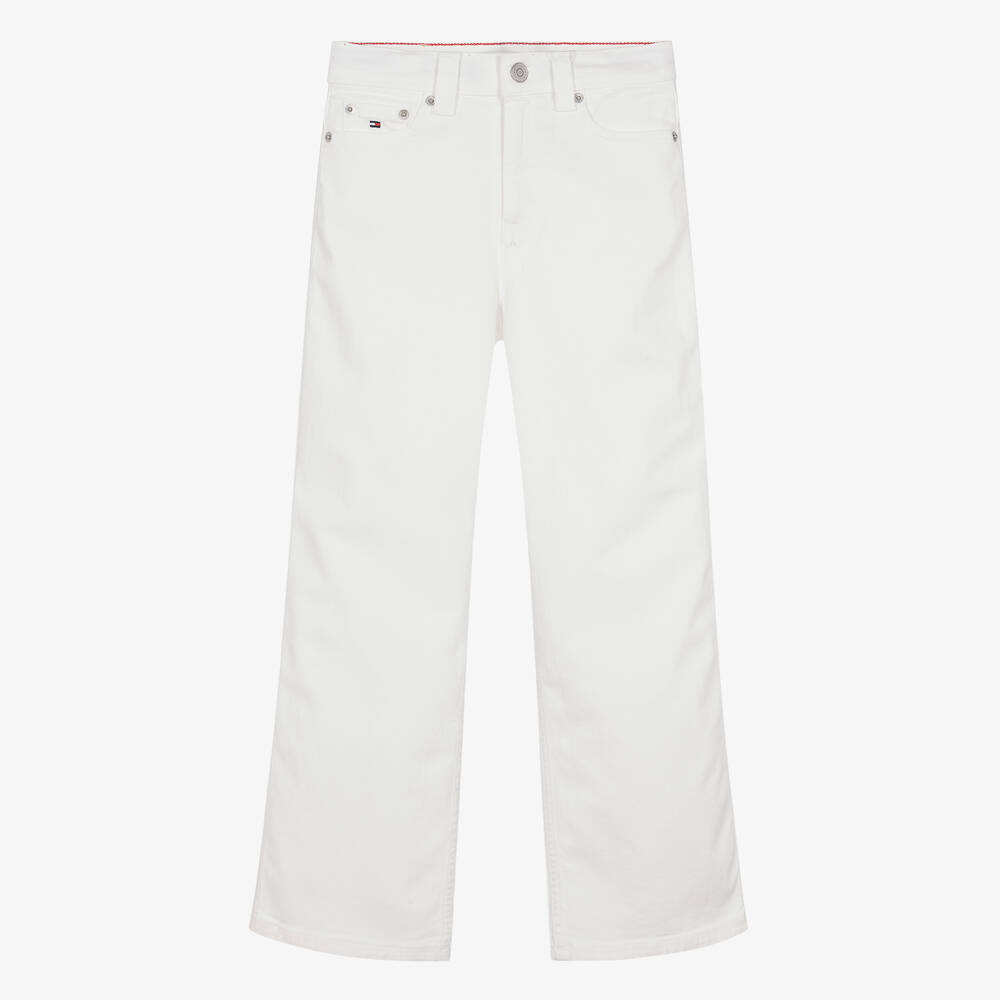Teen Girls White Denim Wide Leg Jeans