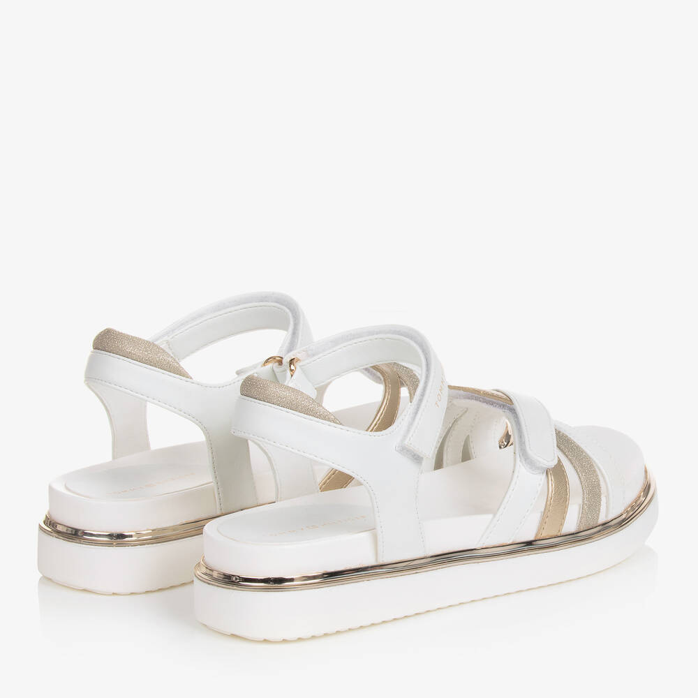 Tommy Hilfiger-Teen Girls White Faux Leather Sandals | Childrensalon Outlet