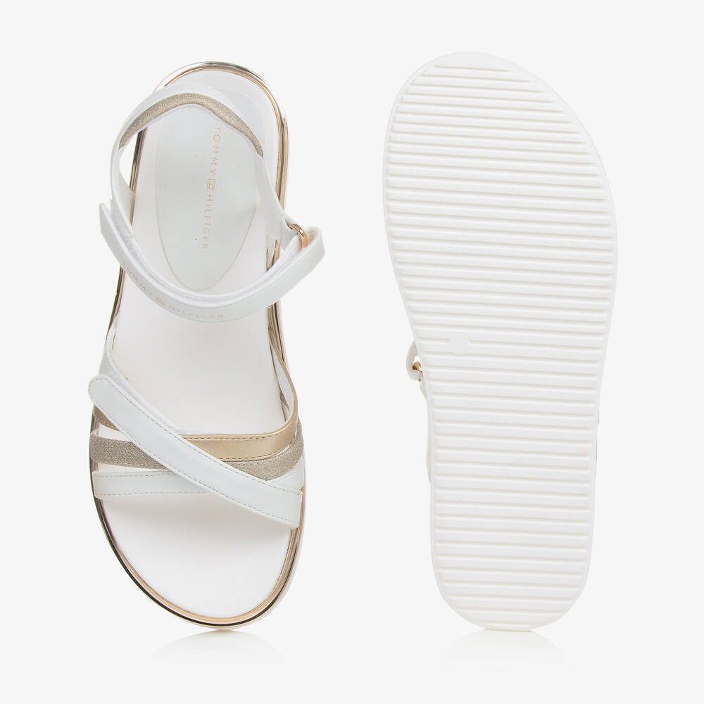 Tommy Hilfiger-Teen Girls White Faux Leather Sandals | Childrensalon Outlet