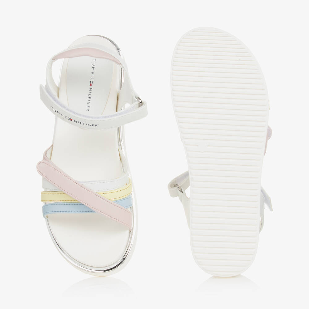 Tommy Hilfiger-Teen Girls White Faux Leather Sandals | Childrensalon Outlet