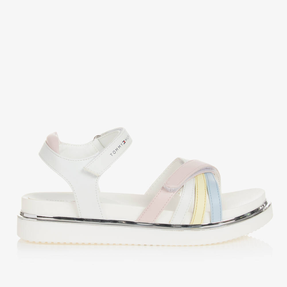 Tommy Hilfiger-Teen Girls White Faux Leather Sandals | Childrensalon Outlet
