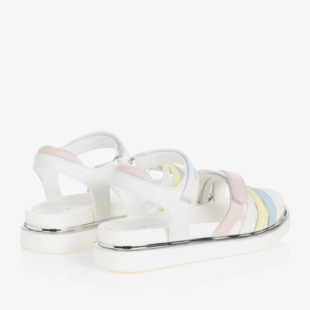 Tommy Hilfiger-Teen Girls White Faux Leather Sandals | Childrensalon Outlet