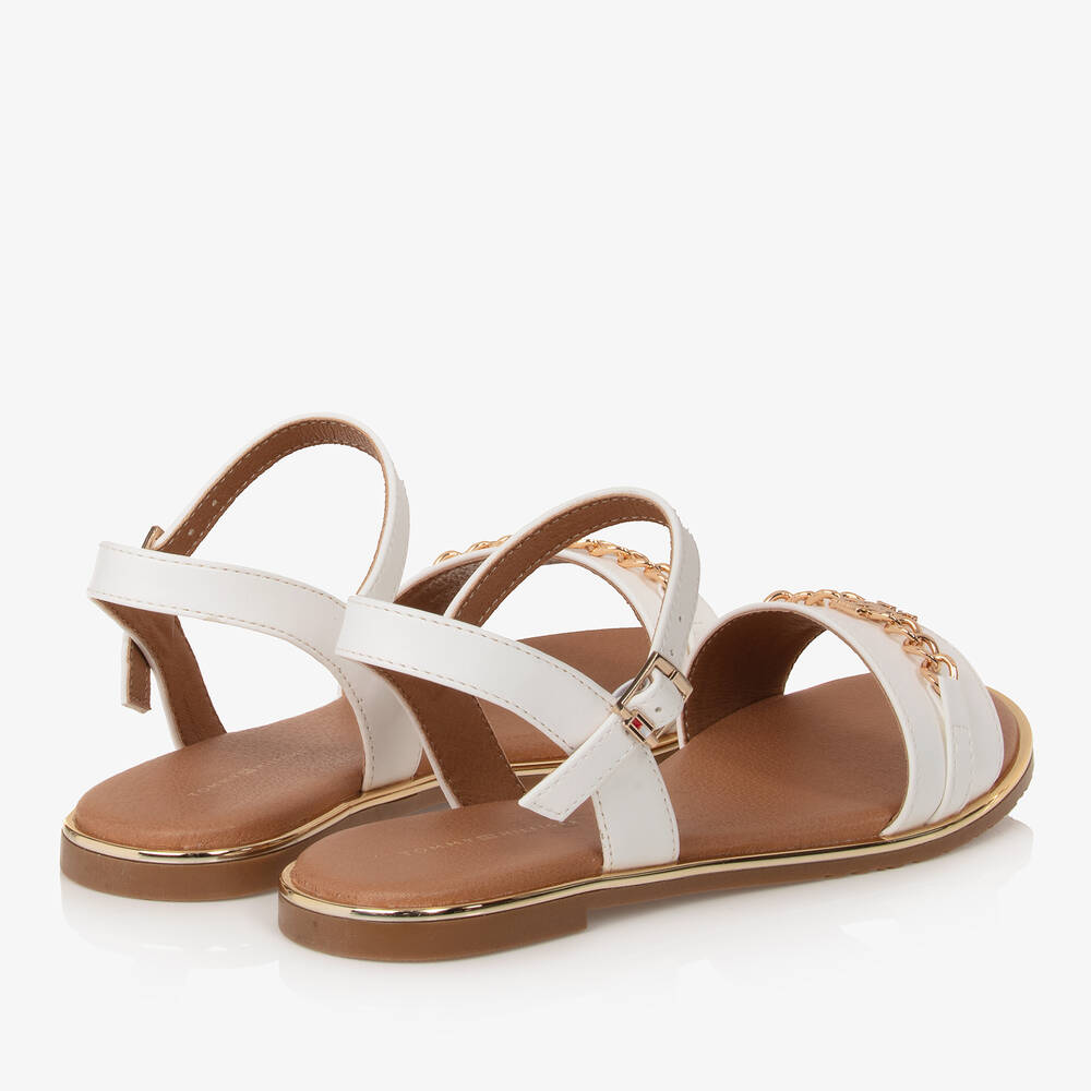 Tommy Hilfiger-Teen Girls White Faux Leather Sandals | Childrensalon Outlet