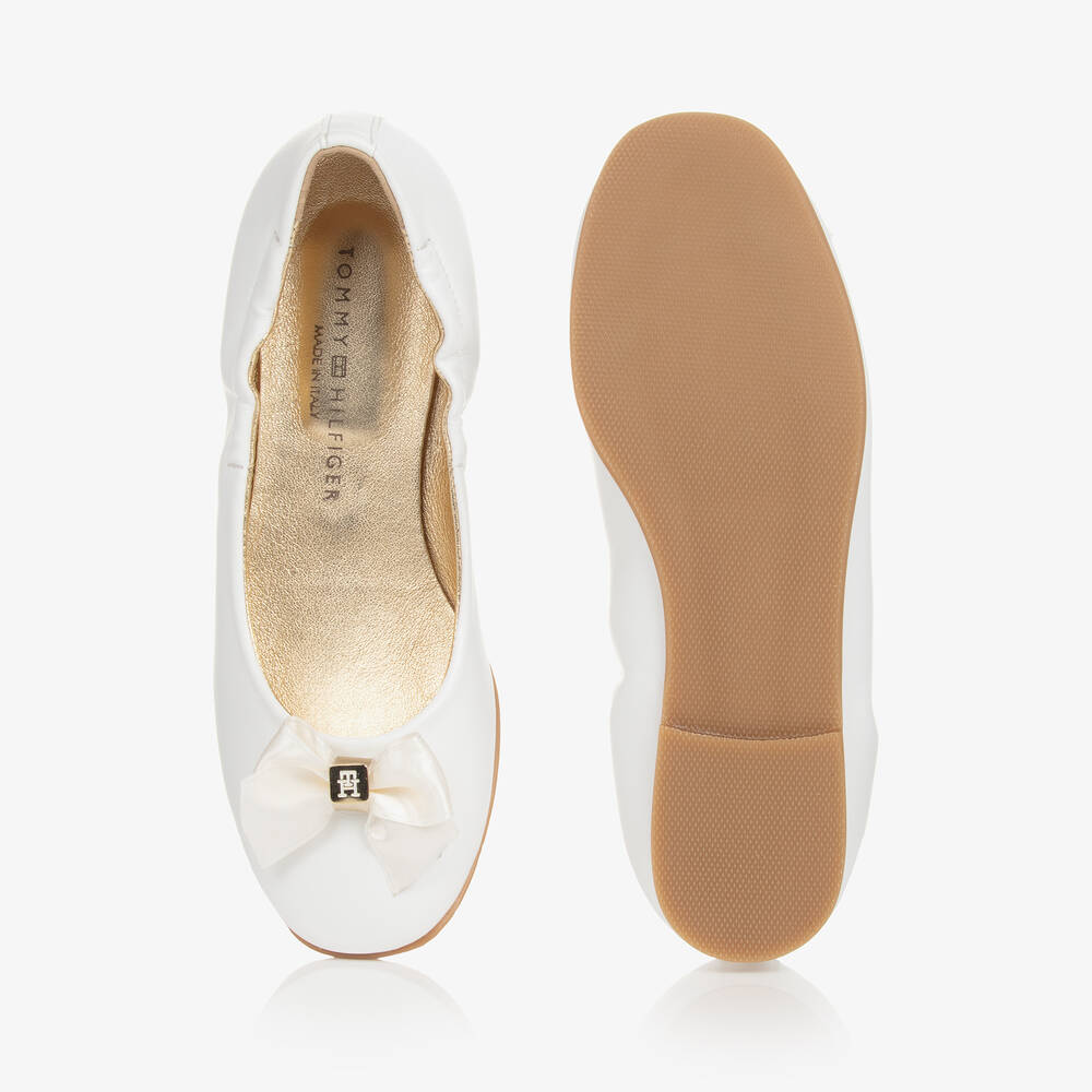 Tommy Hilfiger-Teen Girls White Faux Leather Shoes | Childrensalon Outlet
