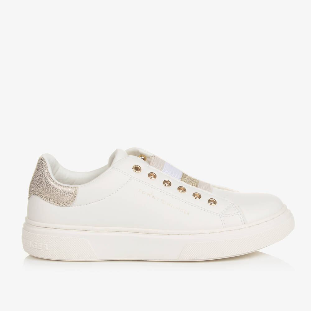 Tommy Hilfiger-Бело-золотистые кроссовки из искусственной кожи | Childrensalon Outlet