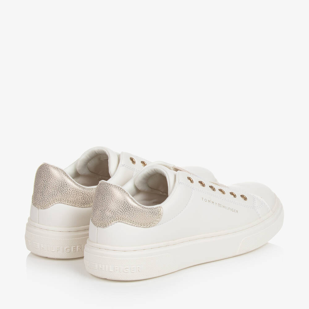 Tommy Hilfiger-Бело-золотистые кроссовки из искусственной кожи | Childrensalon Outlet