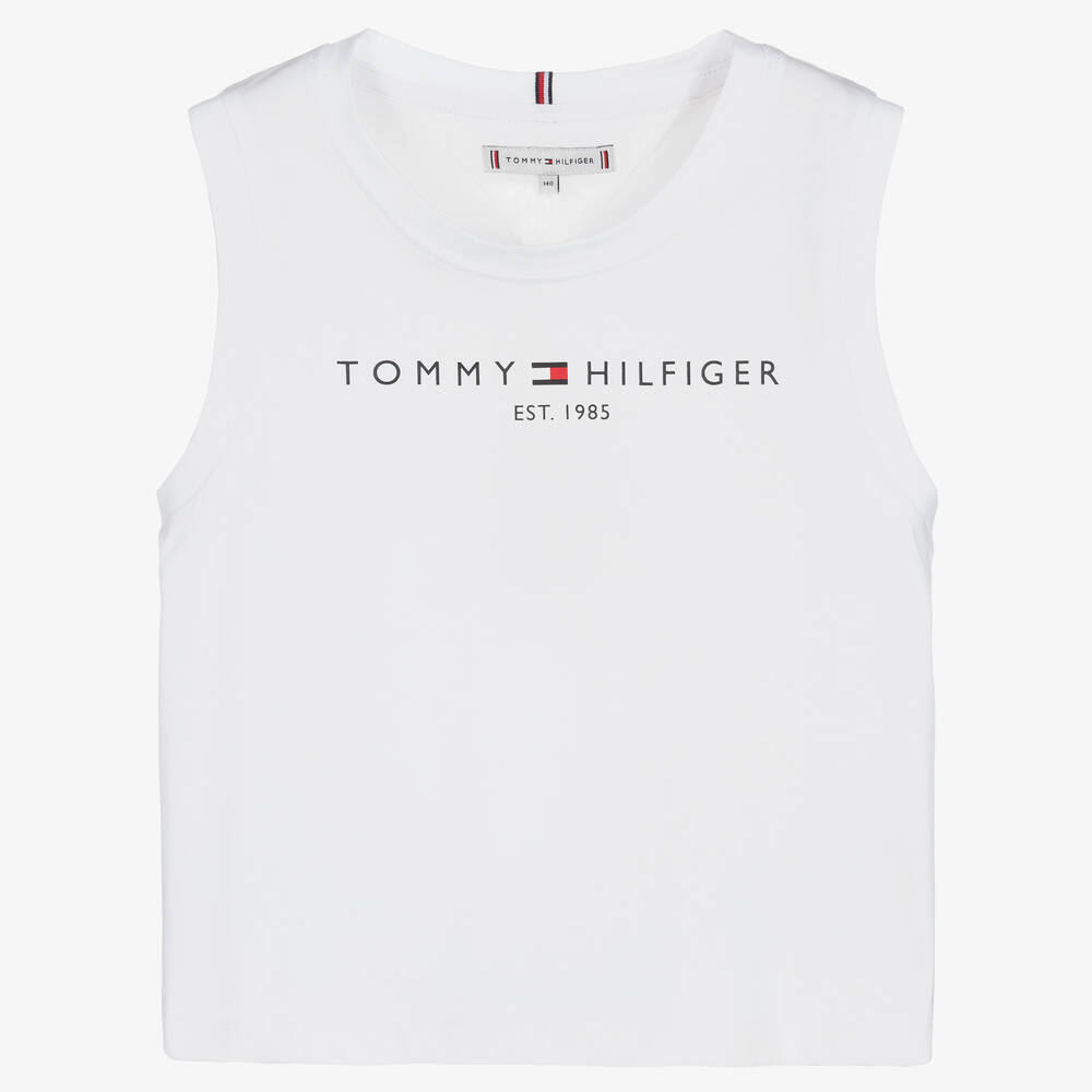 Tommy Hilfiger - توب فيست تينز بناتي قطن لون أبيض | Childrensalon