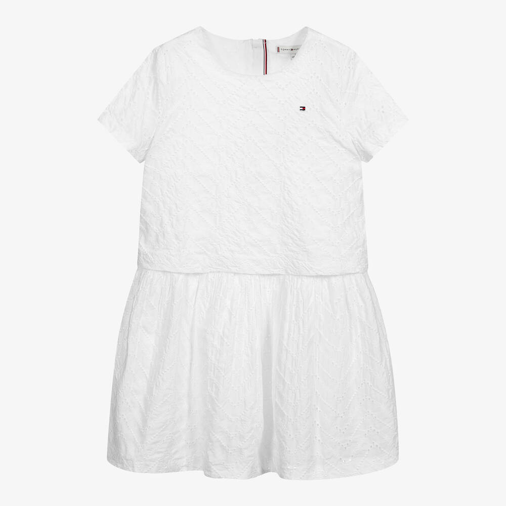 Tommy Hilfiger-فستان تينز قطن عضوي لون أبيض | Childrensalon Outlet