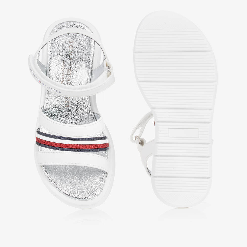 Tommy Hilfiger-صندل بشريط لاصق تينز بناتي لون أبيض | Childrensalon Outlet