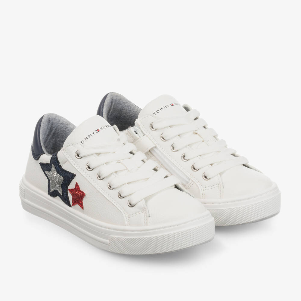 Tommy Hilfiger - Teen Girls White Logo Trainers | Childrensalon