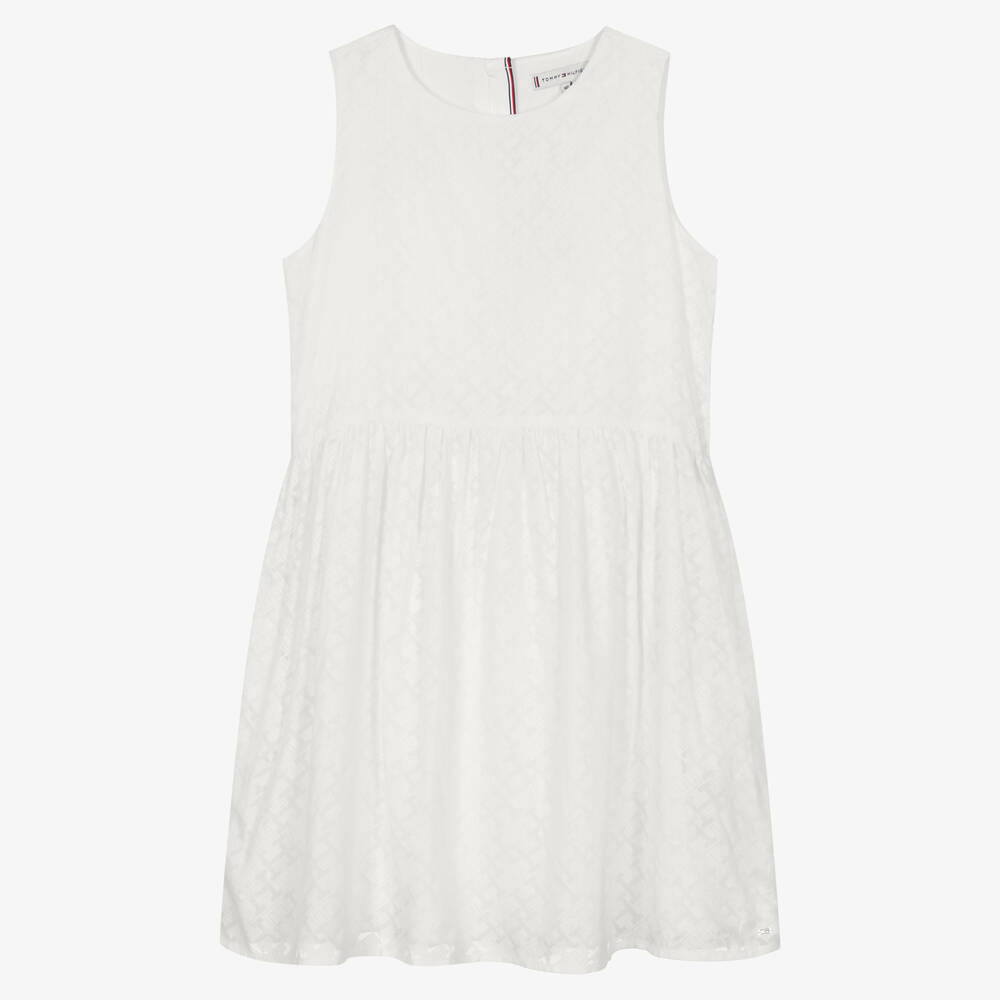 Tommy Hilfiger - Teen Girls White Monogram Logo Dress | Childrensalon