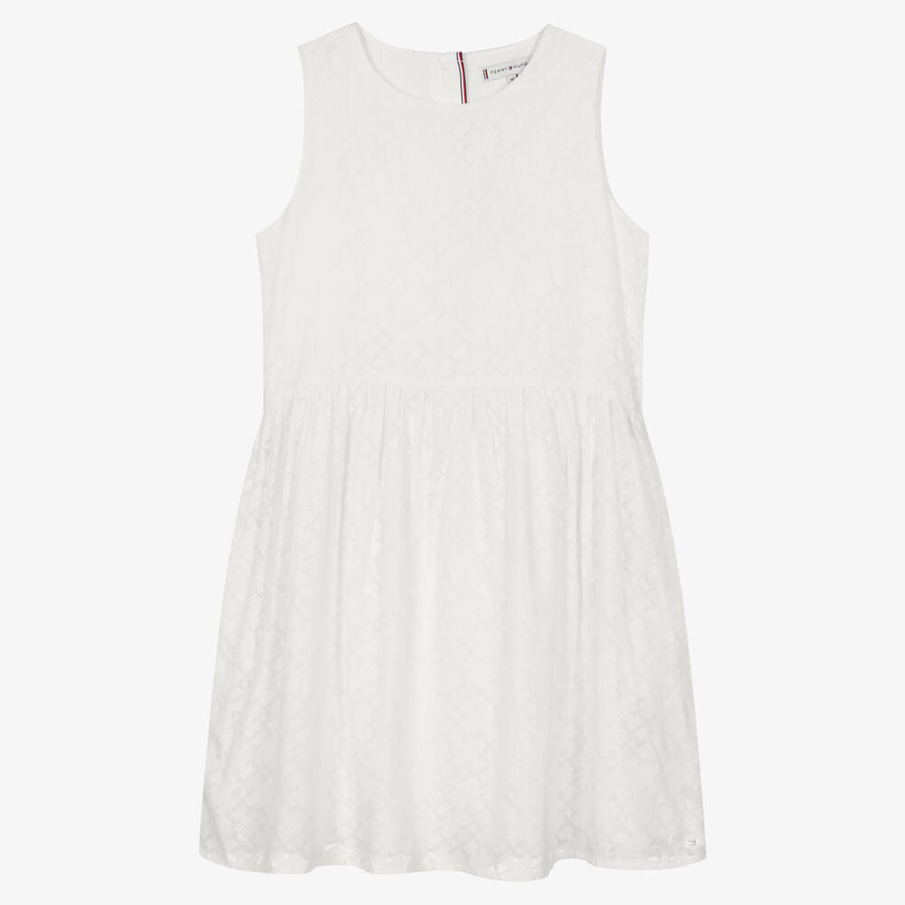 Tommy Hilfiger-Teen Girls White Monogram Logo Dress | Childrensalon Outlet