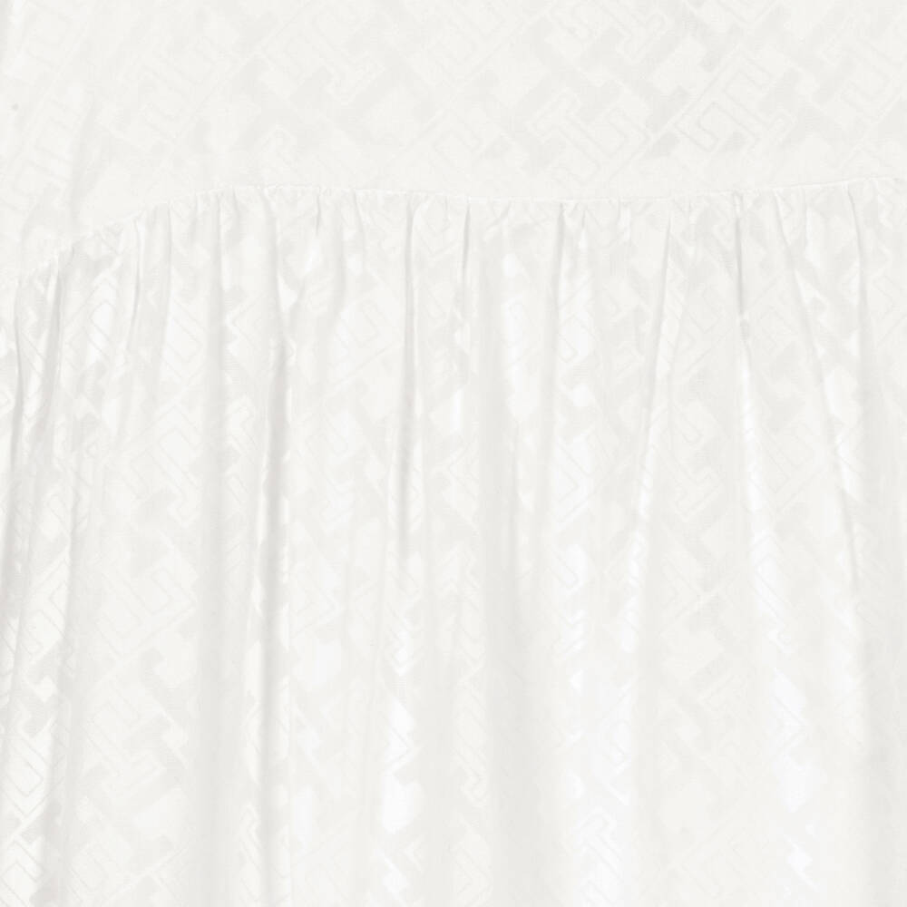 Tommy Hilfiger-فستان تينز بناتي مزيج قطن لون أبيض | Childrensalon Outlet