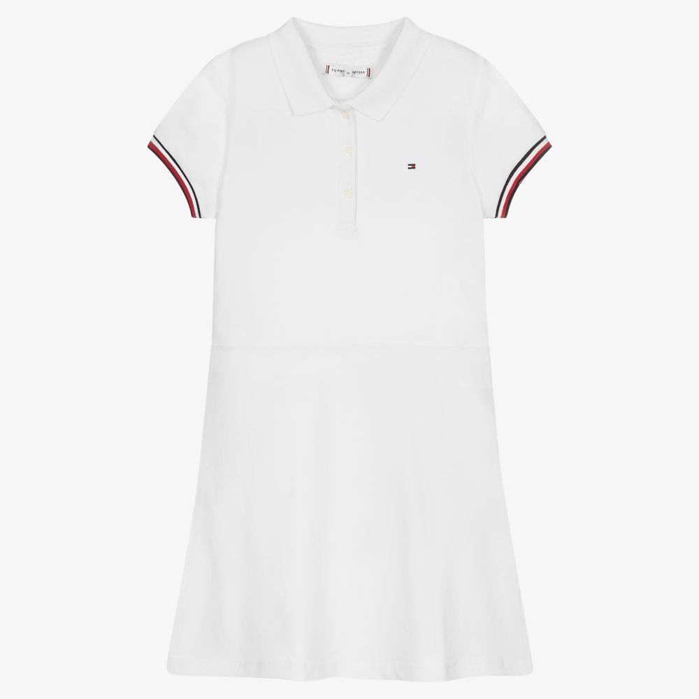 Tommy Hilfiger - Robe-polo blanche Ado fille | Childrensalon